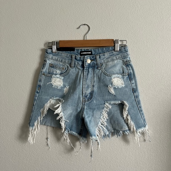 Distressed High Waist Shorts - Picture 1 of 5